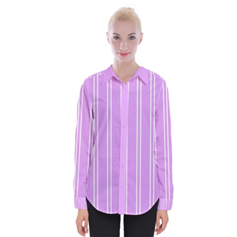 Nice Stripes - Lavender Purple Womens Long Sleeve Shirt by FashionBoulevard