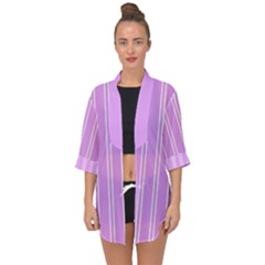 Nice Stripes - Lavender Purple Open Front Chiffon Kimono by FashionBoulevard