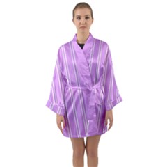 Nice Stripes - Lavender Purple Long Sleeve Satin Kimono by FashionBoulevard