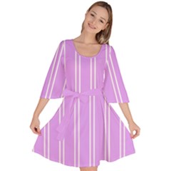 Nice Stripes - Lavender Purple Velour Kimono Dress by FashionBoulevard