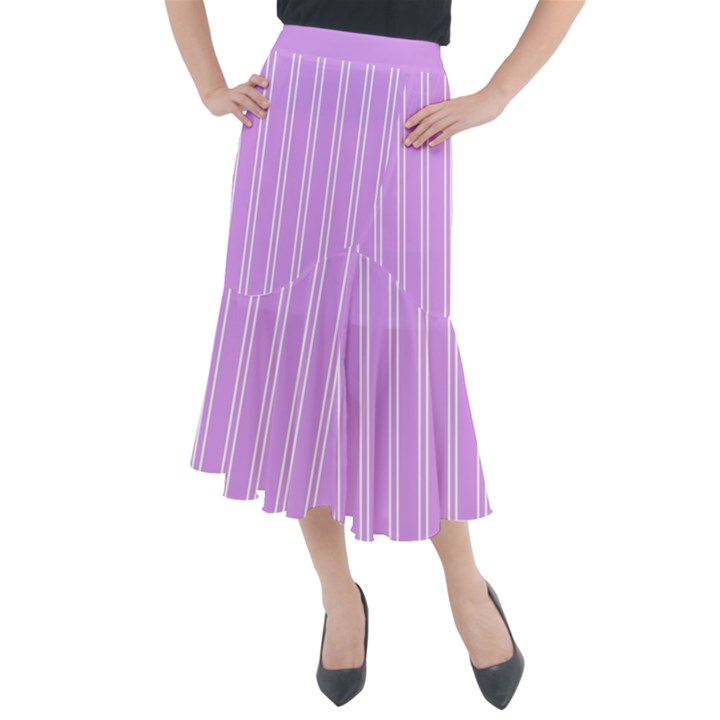 Nice Stripes - Lavender Purple Midi Mermaid Skirt