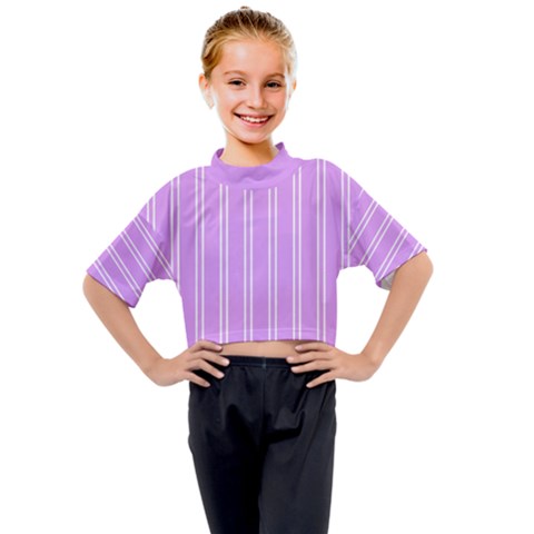 Nice Stripes - Lavender Purple Kids Mock Neck Tee by FashionBoulevard