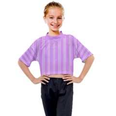 Nice Stripes - Lavender Purple Kids Mock Neck Tee