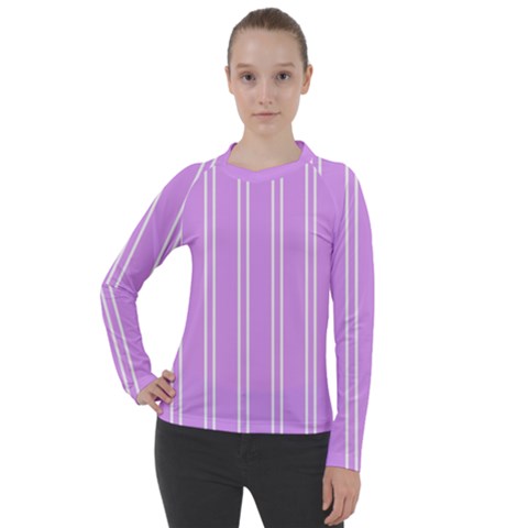 Nice Stripes - Lavender Purple Women s Pique Long Sleeve Tee by FashionBoulevard