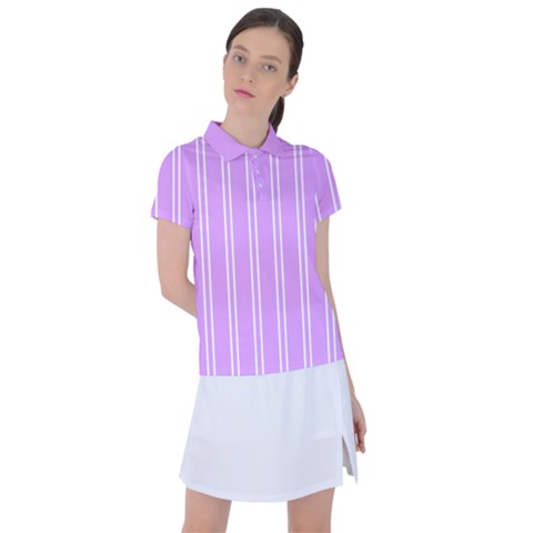 Nice Stripes - Lavender Purple Women s Polo Tee by FashionBoulevard