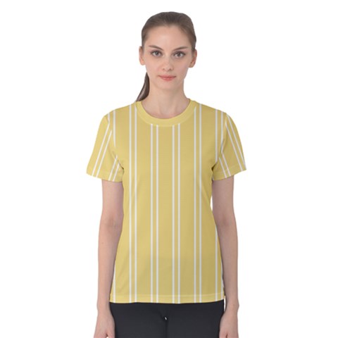 Nice Stripes - Mellow Yellow Women s Cotton Tee by FashionBoulevard