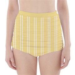 Nice Stripes - Mellow Yellow High-waisted Bikini Bottoms by FashionBoulevard