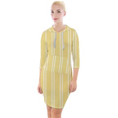 Nice Stripes - Mellow Yellow Quarter Sleeve Hood Bodycon Dress by FashionBoulevard