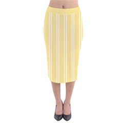 Nice Stripes - Mellow Yellow Velvet Midi Pencil Skirt by FashionBoulevard