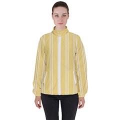 Nice Stripes - Mellow Yellow Women s High Neck Windbreaker by FashionBoulevard