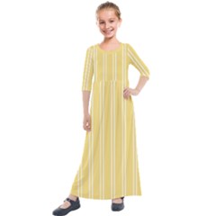 Nice Stripes - Mellow Yellow Kids  Quarter Sleeve Maxi Dress by FashionBoulevard