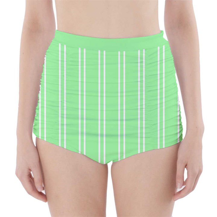 Nice Stripes - Mint Green High-Waisted Bikini Bottoms