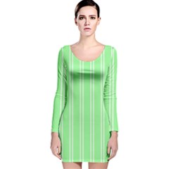 Nice Stripes - Mint Green Long Sleeve Velvet Bodycon Dress