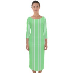 Nice Stripes - Mint Green Quarter Sleeve Midi Bodycon Dress