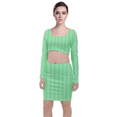 Nice Stripes - Mint Green Top And Skirt Sets