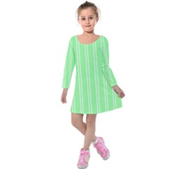 Nice Stripes - Mint Green Kids  Long Sleeve Velvet Dress