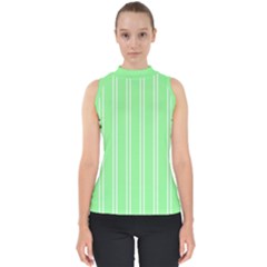 Nice Stripes - Mint Green Mock Neck Shell Top