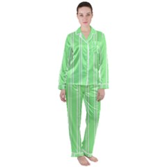 Nice Stripes - Mint Green Satin Long Sleeve Pyjamas Set