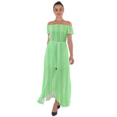 Nice Stripes - Mint Green Off Shoulder Open Front Chiffon Dress