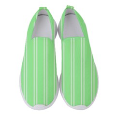 Nice Stripes - Mint Green Women s Slip On Sneakers