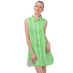 Nice Stripes - Mint Green Sleeveless Shirt Dress