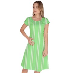 Nice Stripes - Mint Green Classic Short Sleeve Dress