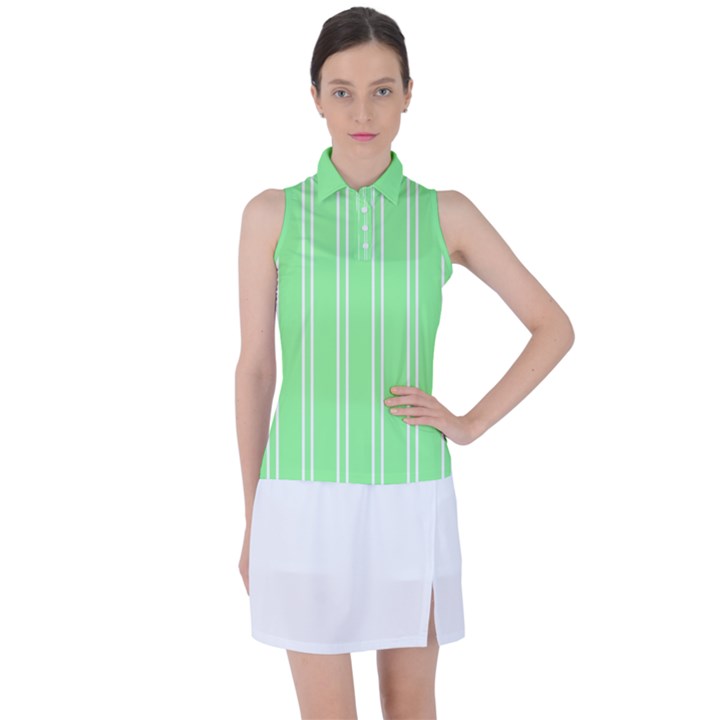 Nice Stripes - Mint Green Women s Sleeveless Polo Tee