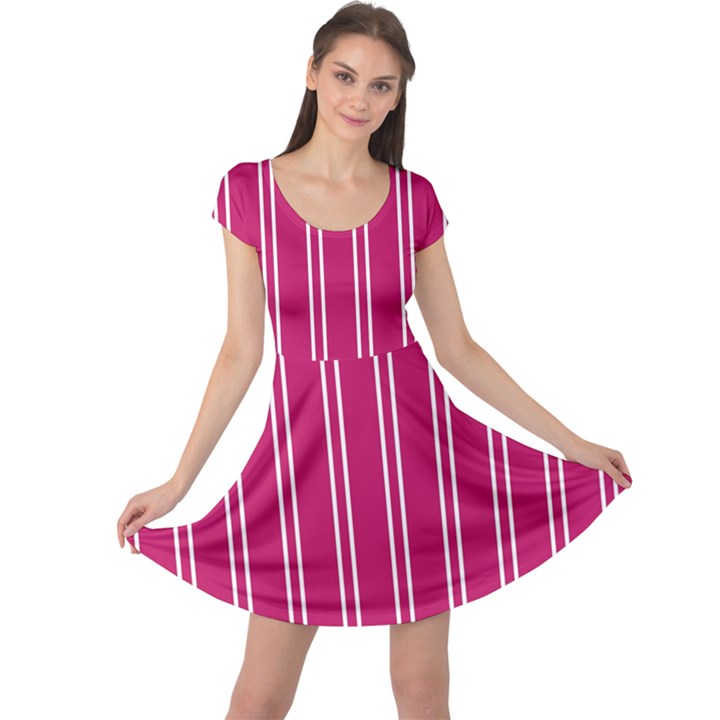 Nice Stripes - Peacock Pink Cap Sleeve Dress