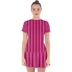 Nice Stripes - Peacock Pink Drop Hem Mini Chiffon Dress by FashionBoulevard