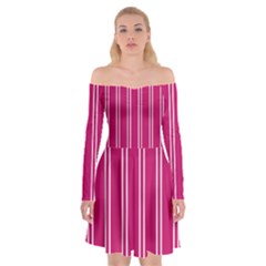 Nice Stripes - Peacock Pink Off Shoulder Skater Dress