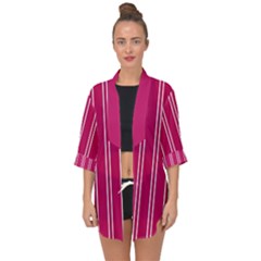 Nice Stripes - Peacock Pink Open Front Chiffon Kimono by FashionBoulevard