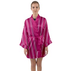 Nice Stripes - Peacock Pink Long Sleeve Satin Kimono by FashionBoulevard