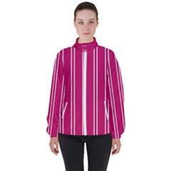 Nice Stripes - Peacock Pink Women s High Neck Windbreaker by FashionBoulevard