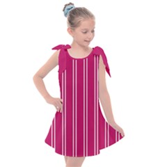 Nice Stripes - Peacock Pink Kids  Tie Up Tunic Dress by FashionBoulevard