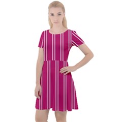 Nice Stripes - Peacock Pink Cap Sleeve Velour Dress  by FashionBoulevard