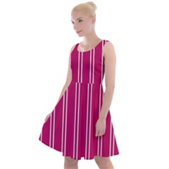 Nice Stripes - Peacock Pink Knee Length Skater Dress