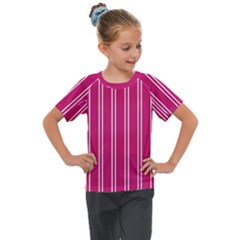 Nice Stripes - Peacock Pink Kids  Mesh Piece Tee