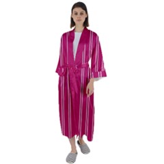 Nice Stripes - Peacock Pink Maxi Satin Kimono