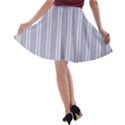 Nice Stripes - Silver Grey A-line Skater Skirt View2