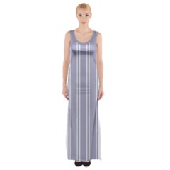 Nice Stripes - Silver Grey Thigh Split Maxi Dress by FashionBoulevard