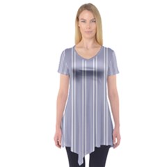 Nice Stripes - Silver Grey Short Sleeve Tunic  by FashionBoulevard