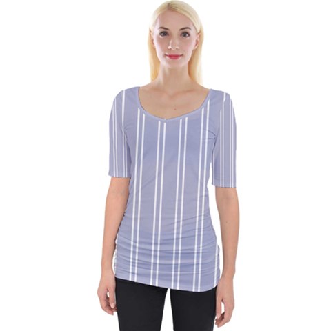 Nice Stripes - Silver Grey Wide Neckline Tee by FashionBoulevard