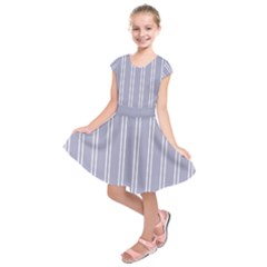 Nice Stripes - Silver Grey Kids  Short Sleeve Dress by FashionBoulevard