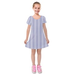 Nice Stripes - Silver Grey Kids  Short Sleeve Velvet Dress by FashionBoulevard