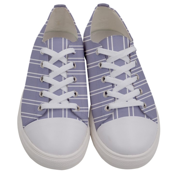 Nice Stripes - Silver Grey Women s Low Top Canvas Sneakers