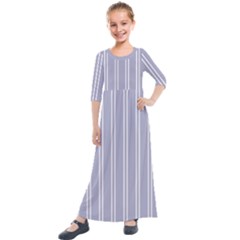 Nice Stripes - Silver Grey Kids  Quarter Sleeve Maxi Dress by FashionBoulevard