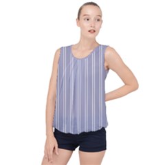 Nice Stripes - Silver Grey Bubble Hem Chiffon Tank Top by FashionBoulevard