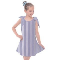 Nice Stripes - Silver Grey Kids  Tie Up Tunic Dress by FashionBoulevard