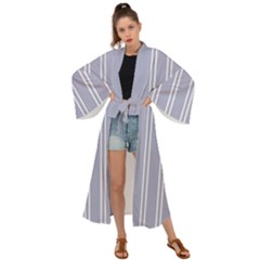 Nice Stripes - Silver Grey Maxi Kimono