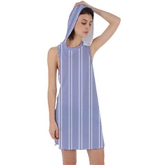 Nice Stripes - Silver Grey Racer Back Hoodie Dress